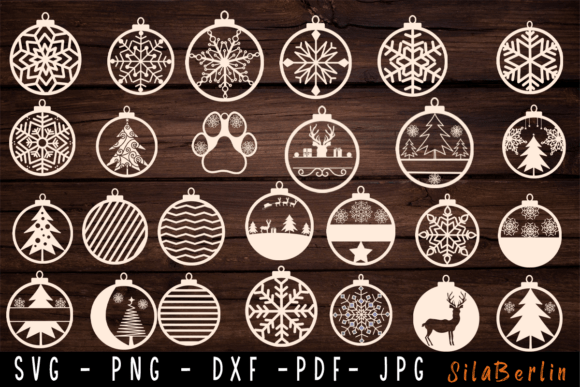 30 Christmas Balls SVG Bundle, Christmas Illustrations