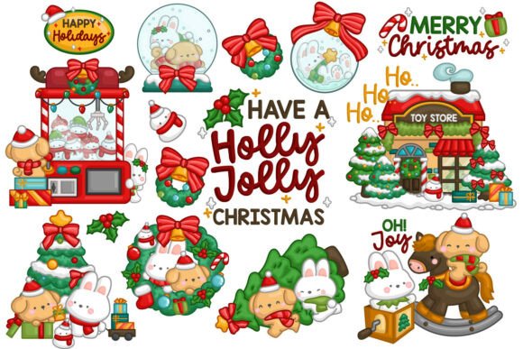 Animals Character Christmas Clipart for Illustrations