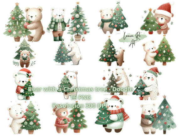 Bear with a Christmas Tree - Doodle Illustrations Review