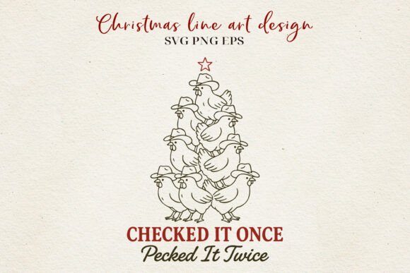 Chicken Christmas Line Art Farm SVG