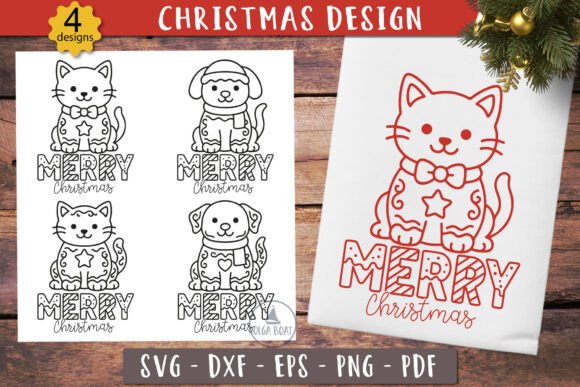 Christmas Cat Dog Gingerbread SVG: Festive Illustrations for Content Creators