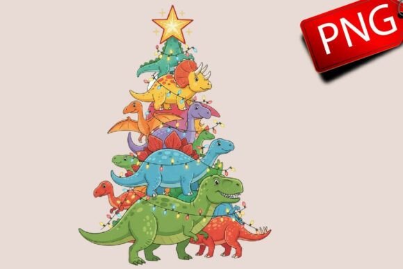 Christmas Dinosaur T Rex Tree Xmas PNG in Illustrations