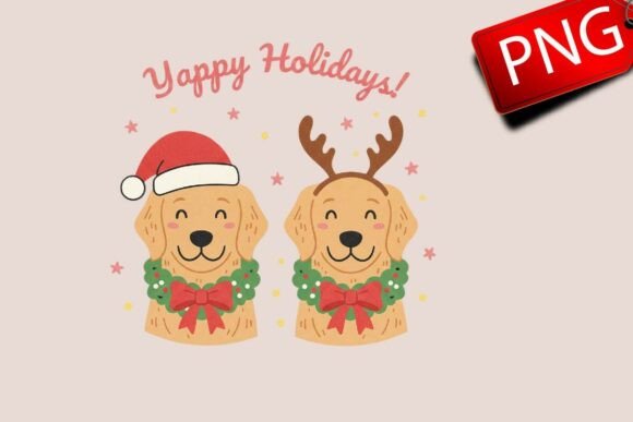 Christmas Dog Golden Retriever PNG