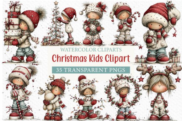 Christmas Kids Clipart Bundle for Illustrations