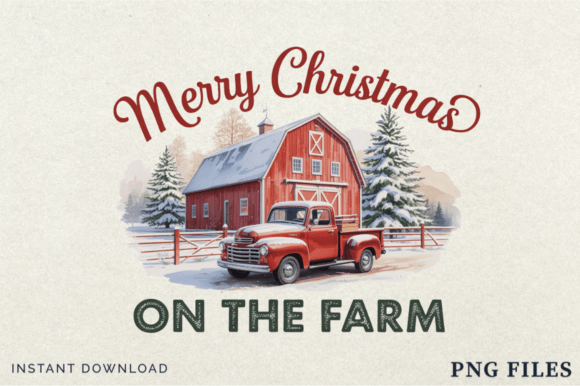 Christmas on the Farm PNG, Christmas Png Illustrations