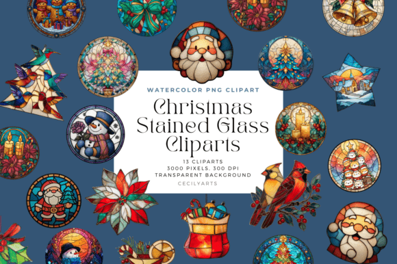 Christmas Stained Glass Cliparts Review