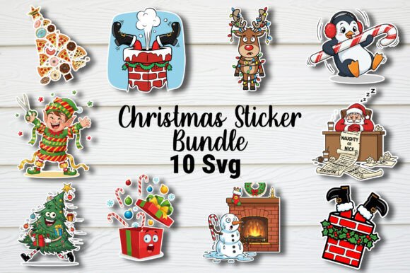 Christmas Sticker SVG Bundle, Funny SVG: Illustrations for Editorial Use