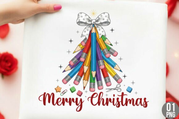 Christmas Teacher Pencil Tree Png,Pencil Illustrations Review
