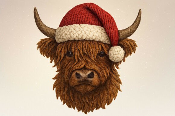 Crochet Yarn Christmas Highland Cow Face Illustrations Review