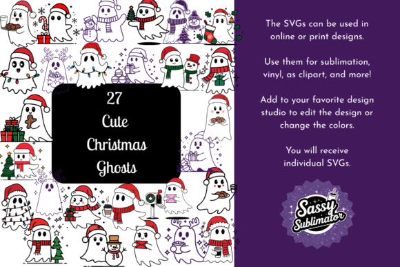 Cute Christmas Ghost 27 SVGs for Illustrations and Branding