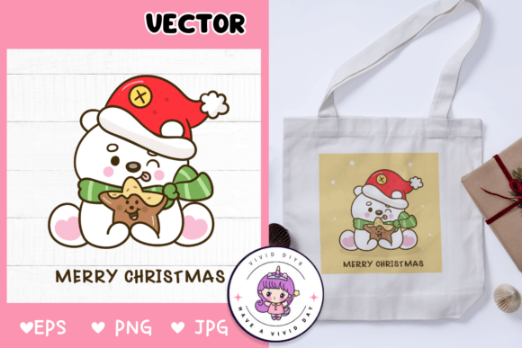 Cute Polar Bear Christmas Cookie Kawaii