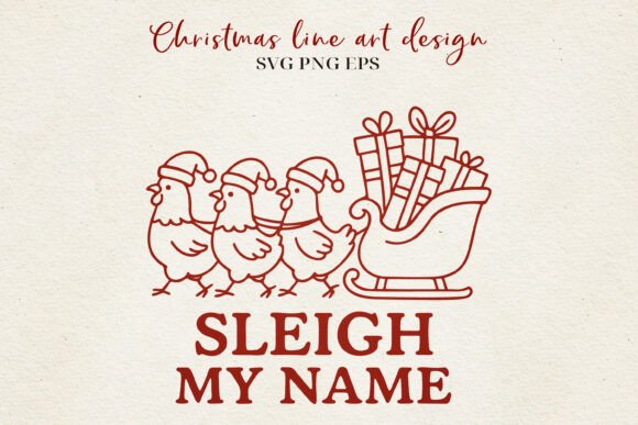 Funny Christmas Chicken Line Art Illustrations for Content Publishing
