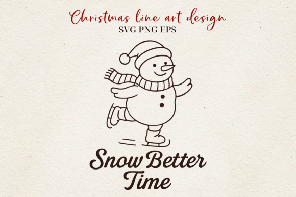 Funny Snowman Christmas Line Art for Modern Illustrations