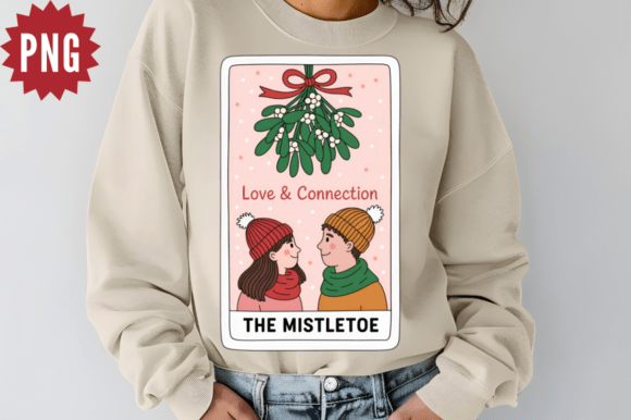 Mistletoe Christmas Tarot Card Clipart P: Illustrations for Seasonal Branding
