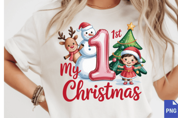 My First Christmas Pink Girl Png, My 1st