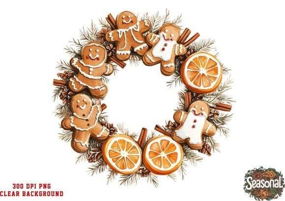 Orange Gold Christmas Wreath PNG Review