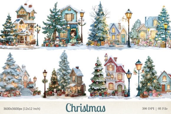 Snowy Christmas House PNG Clipart for Modern Illustrations